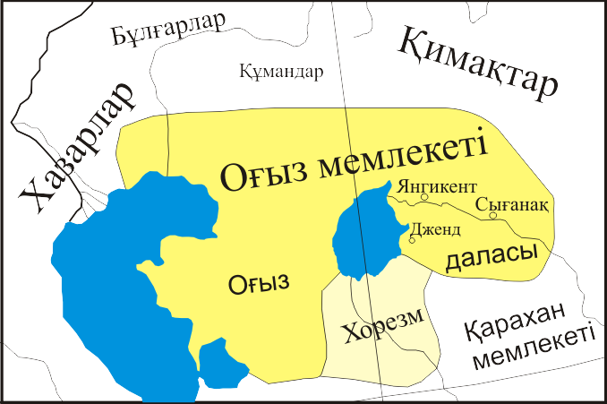 зона расселения огузов в 9 веке