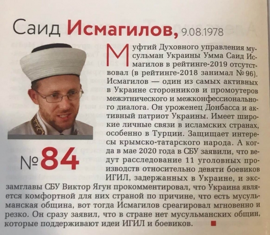 UKRAINIAN MUFTI IS IN THE TOP 100 OF THE MOST INFLUENTIAL UKRAINIANS
